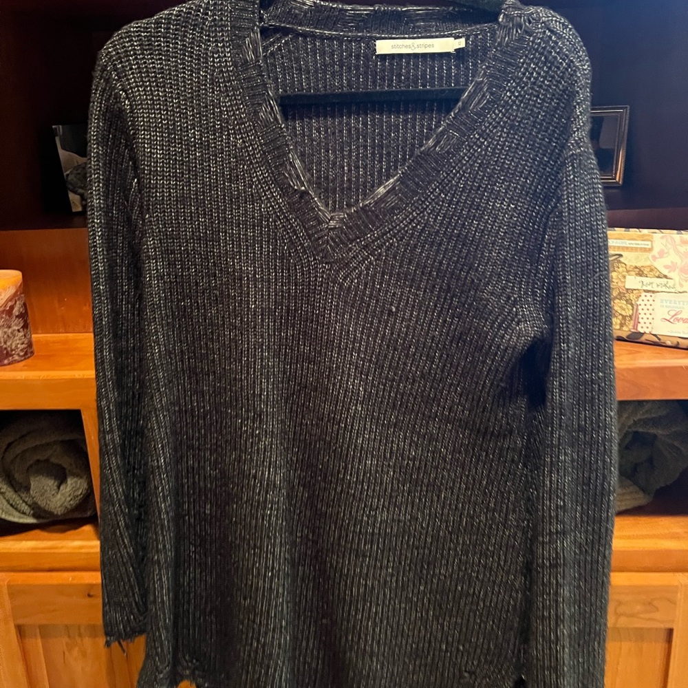 Tunic length black sweater